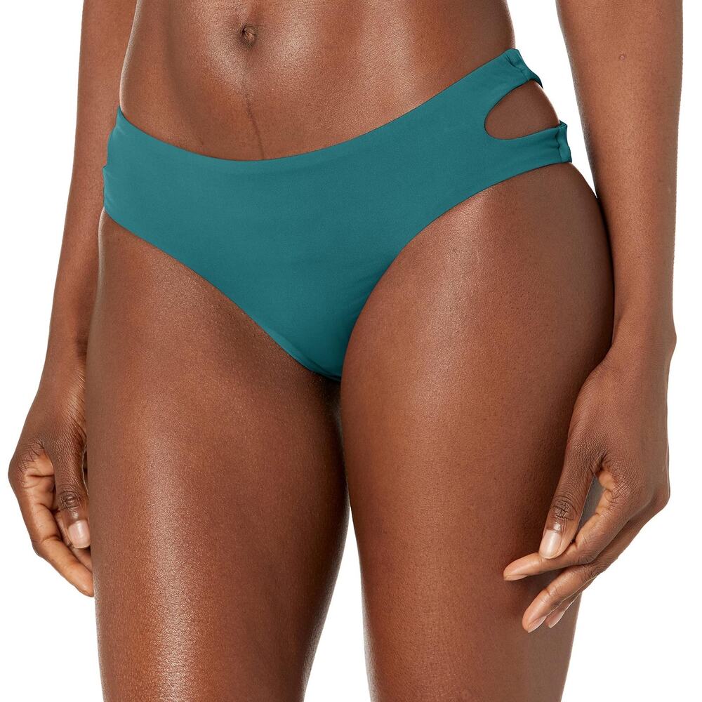 Bikini Lab Women Cut Out Hipster Bikini Swimsuit Bottom Dark Teal Size XS